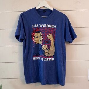 EAA Warbirds Blue Graphic T-Shirt Size Medium